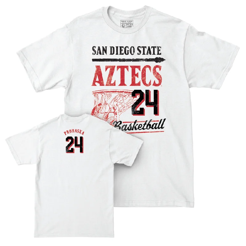 SDSU Women's Basketball White Hardwood Comfort Colors Tee - Abby Prohaska #24