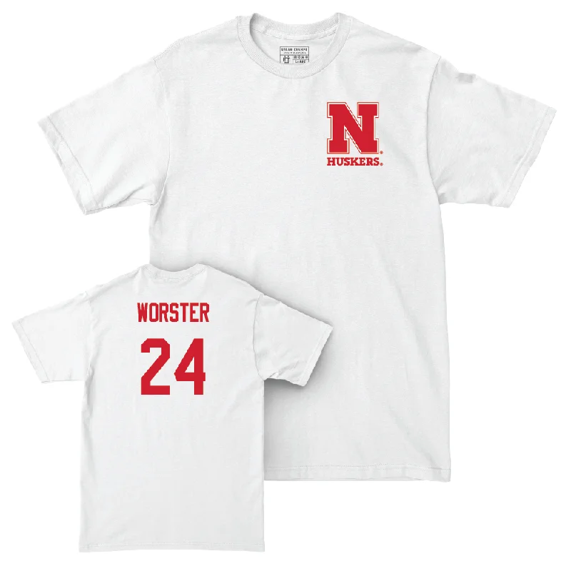 Men's Basketball White Comfort Colors Tee  - Rollie Worster