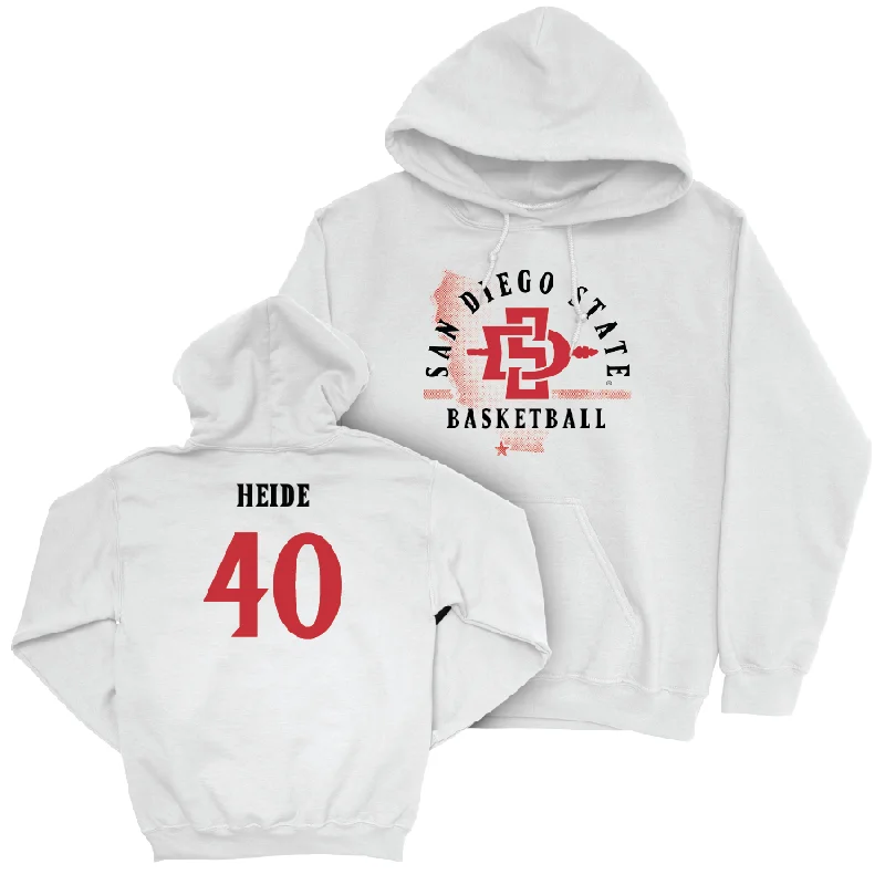 SDSU Men's Basketball White State Hoodie - Miles Heide #40