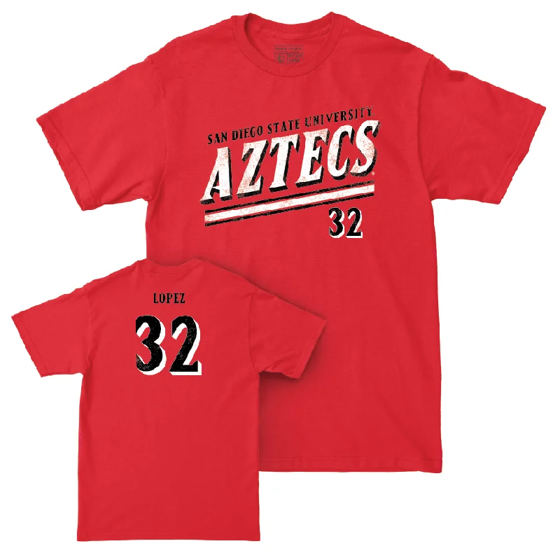 SDSU Men's Basketball Red Slant Tee - Desai Lopez #32