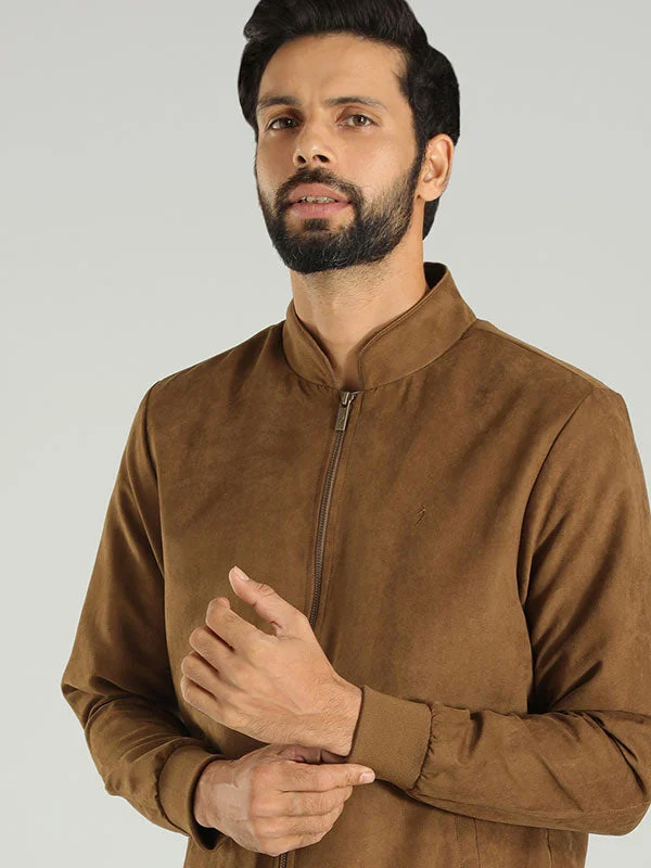 Men Solid Full Sleeve Bomber Jacket