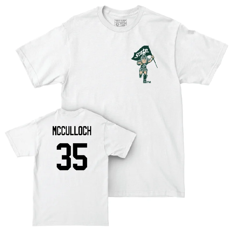 Men's Basketball White Sparty Comfort Colors Tee   - Jesse McCulloch