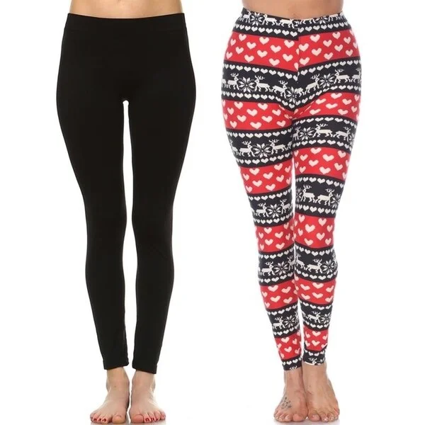 White Mark Womens Pack Of 2 Holiday Leggings