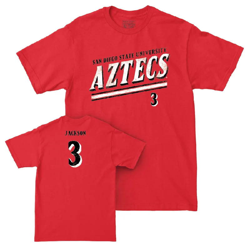 SDSU Women's Basketball Red Slant Tee - Alyssa Jackson #3