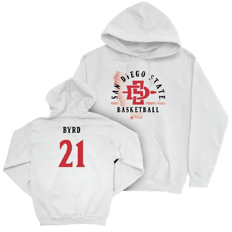 SDSU Men's Basketball White State Hoodie - Miles Byrd #21