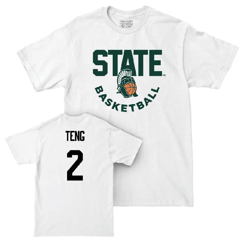 Men's Basketball White Helmet Comfort Colors Tee   - Kur Teng