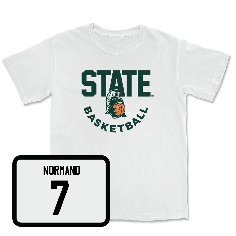 Men's Basketball White Helmet Comfort Colors Tee  - Gehrig Normand