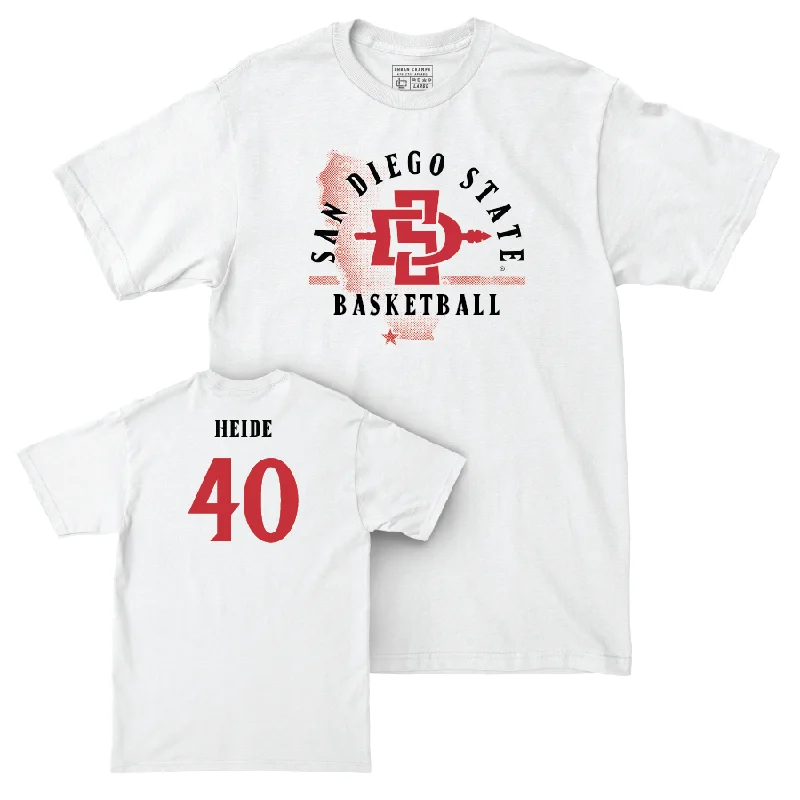 SDSU Men's Basketball White State Comfort Colors Tee - Miles Heide #40