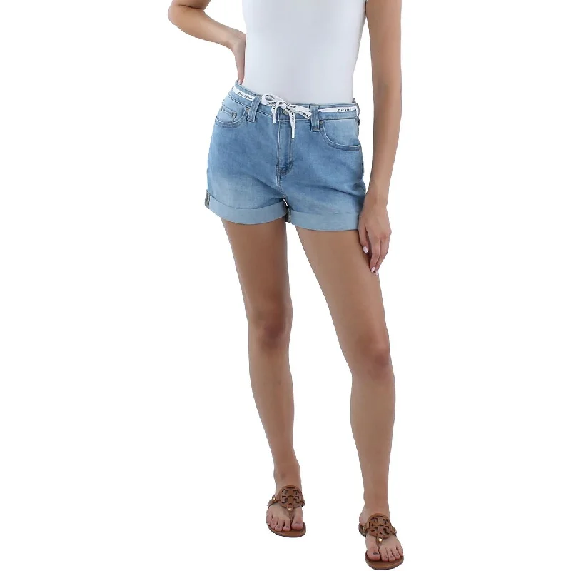 Juniors Womens High Rise Cuffed Denim Shorts