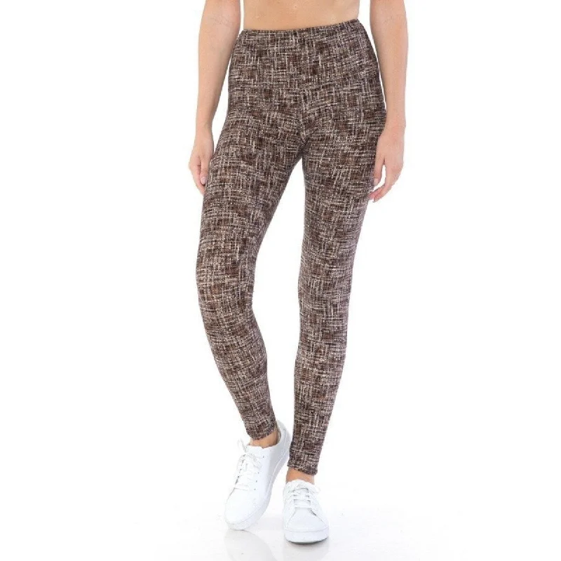 Yoga Style Banded Lined Multi Printed Knit Legging With High Waist