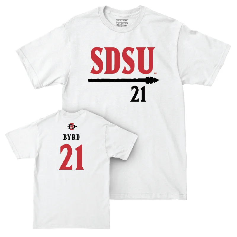 SDSU Men's Basketball White Staple Comfort Colors Tee - Miles Byrd #21