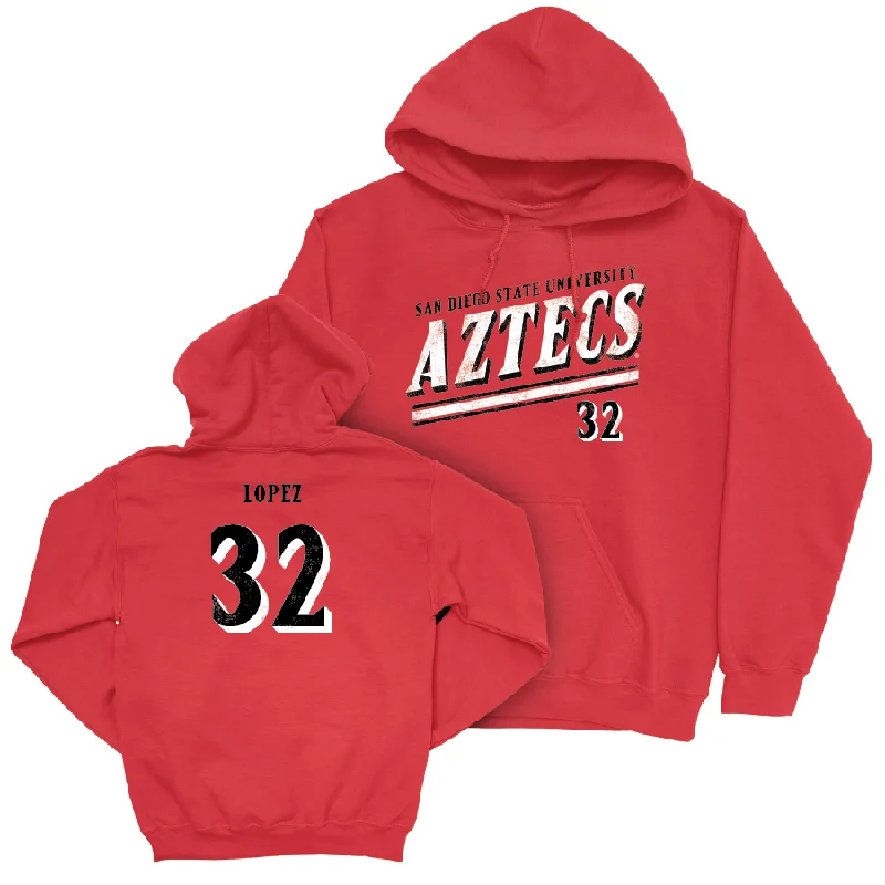 SDSU Men's Basketball Red Slant Hoodie - Desai Lopez #32