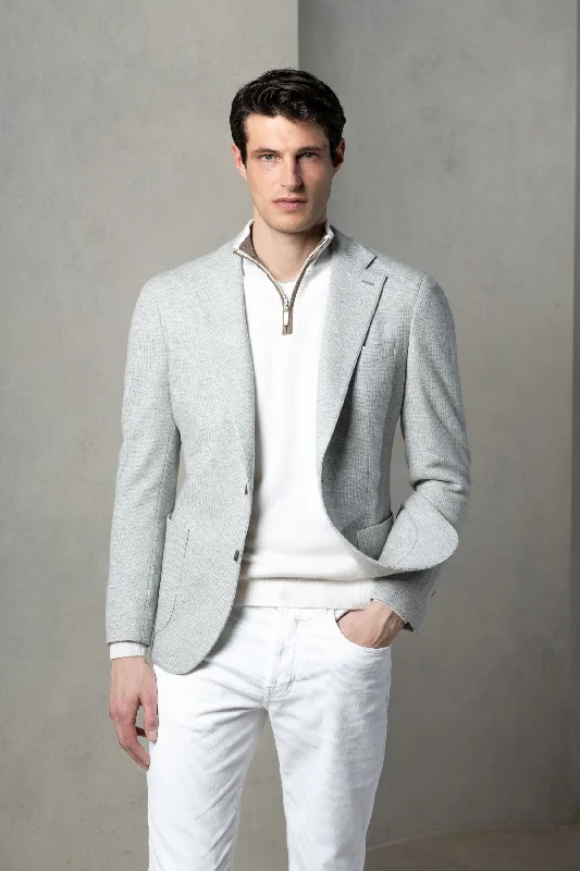 Light grey jersey houndstooth jacket - Made in Italy