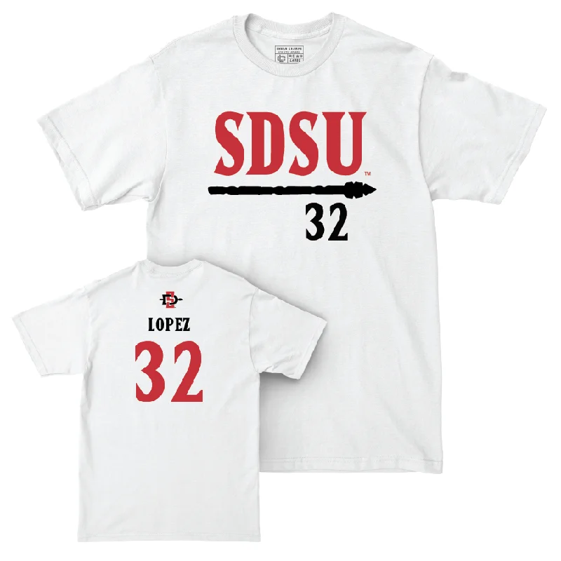 SDSU Men's Basketball White Staple Comfort Colors Tee - Desai Lopez #32