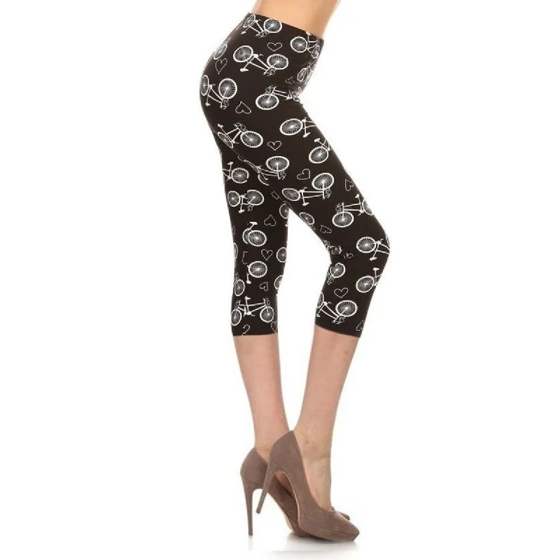 Multi-color Print Polyester Cropped Capri Leggings