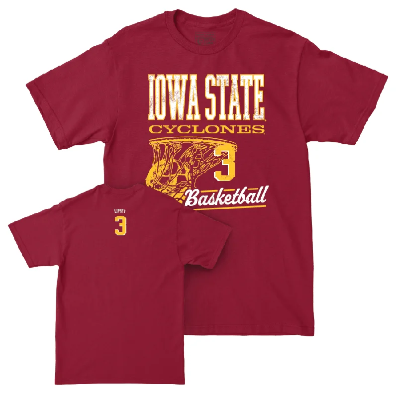 Iowa State Men's Basketball Crimson Hoops Tee - Tamin Lipsey