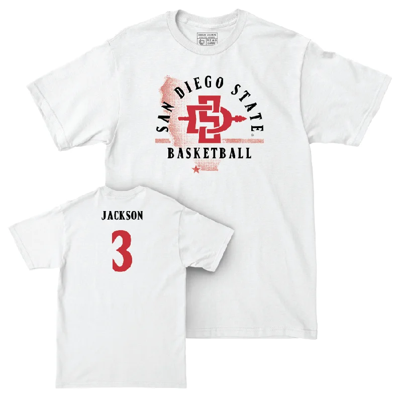 SDSU Women's Basketball White State Comfort Colors Tee - Alyssa Jackson #3