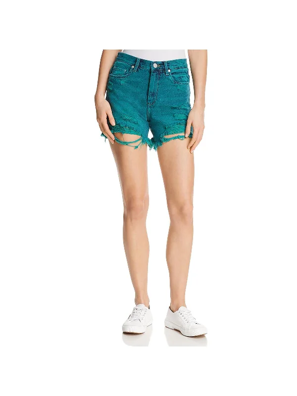 Womens Denim Cutoff High-Waist Shorts