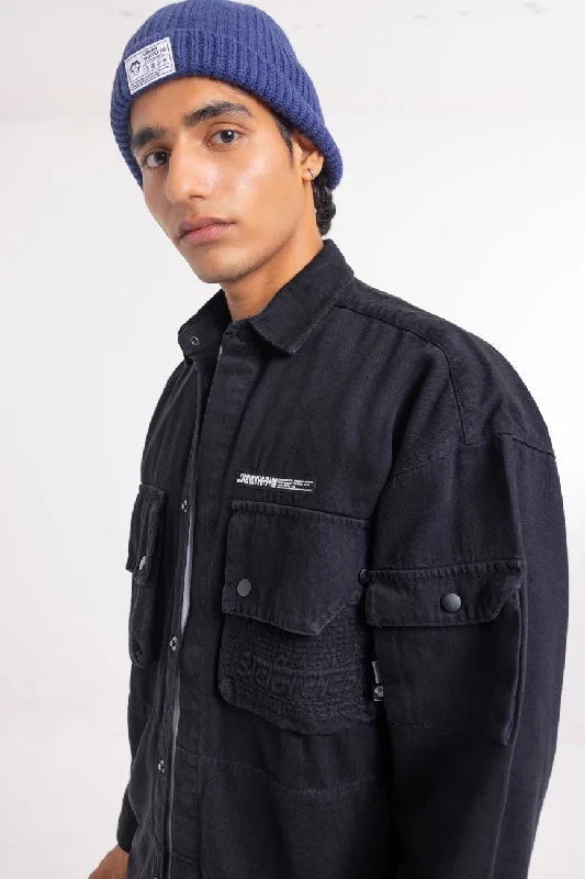 Cotton Twill Shacket // Black