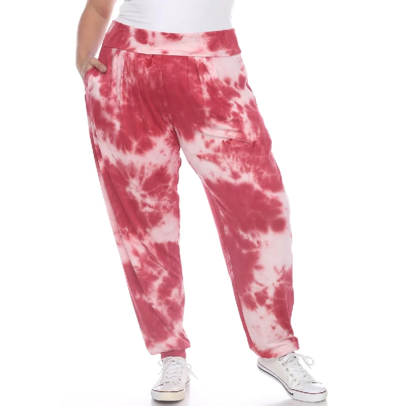 White Mark Women's Plus Size Tie Dye Harem Pants