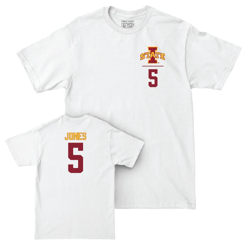 Iowa State Men's Basketball White Logo Comfort Colors Tee - Curtis Jones