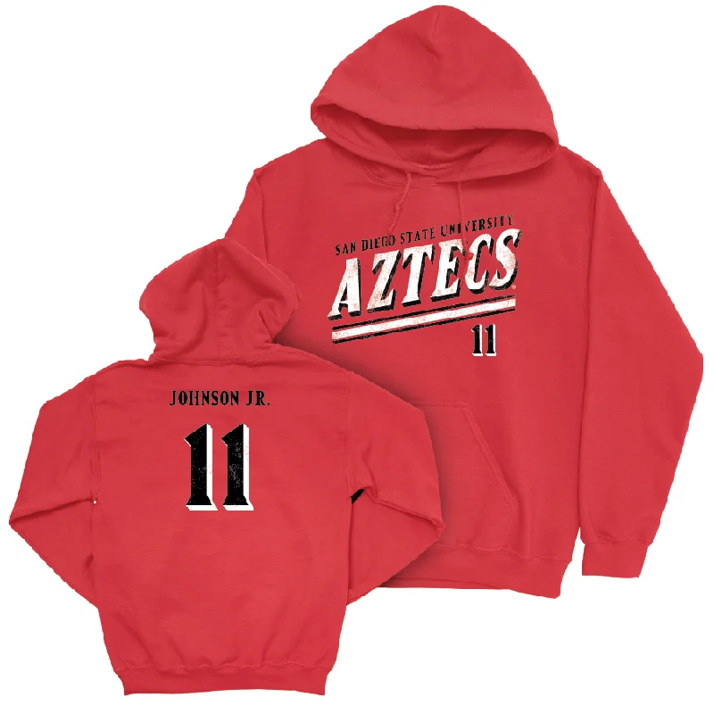 SDSU Men's Basketball Red Slant Hoodie - Demarshay Johnson Jr. #11