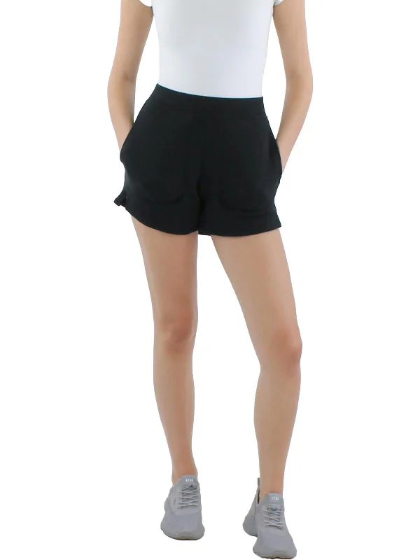 Womens Mini Ribbed Trim Casual Shorts