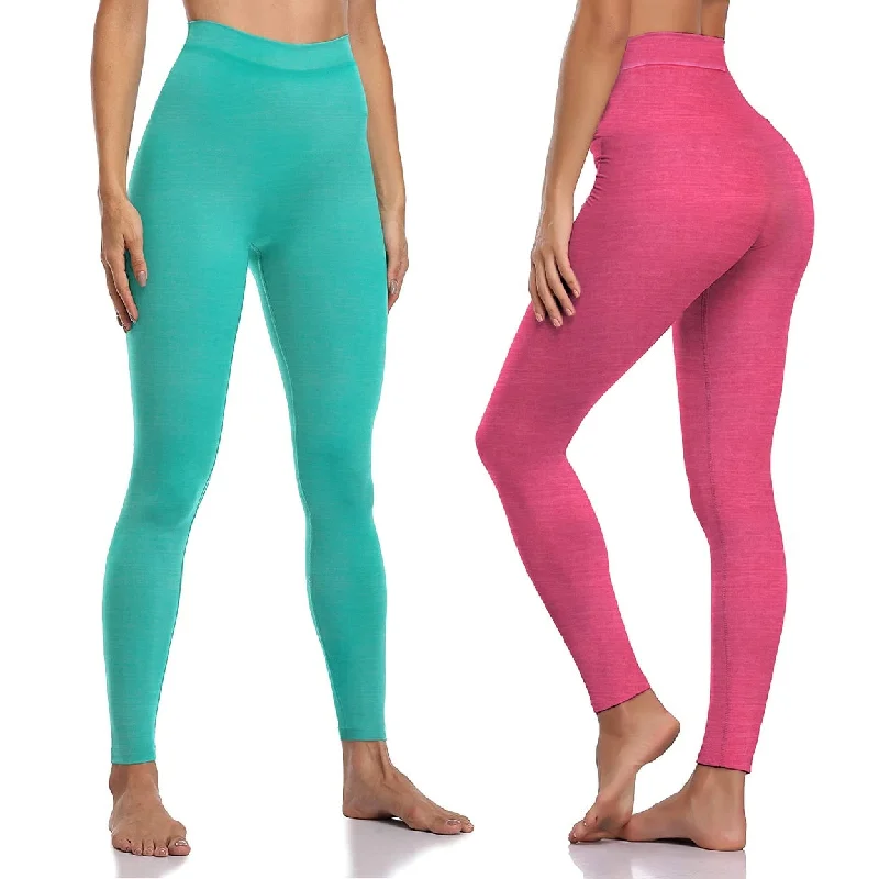 Womens UltraSoft Seamless Space Dye Yoga Leggings Stretch Activewear 1Pack