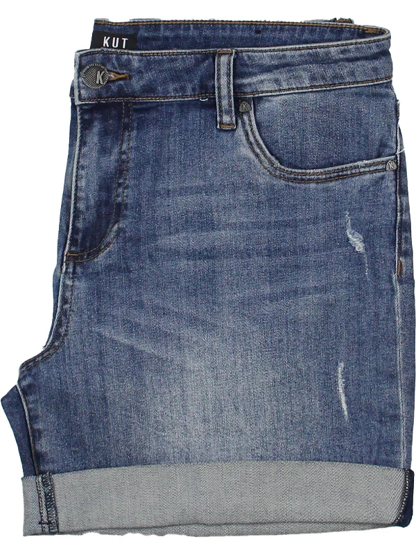 Womens Cuff Bermuda Denim Shorts