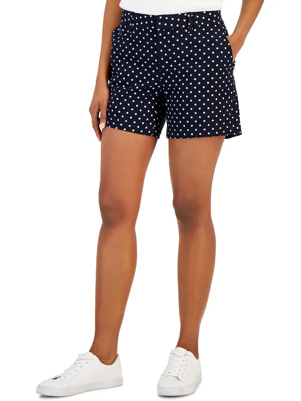 Womens High Rise Polka Dot Flat Front