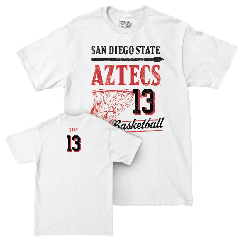 SDSU Women's Basketball White Hardwood Comfort Colors Tee - Meghan Fiso #13