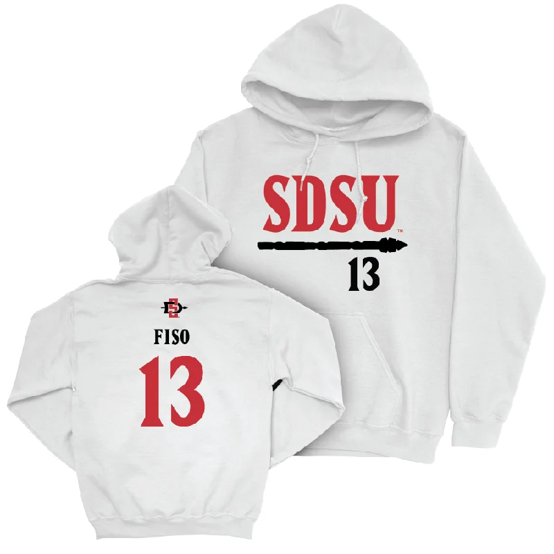 SDSU Women's Basketball White Staple Hoodie - Meghan Fiso #13