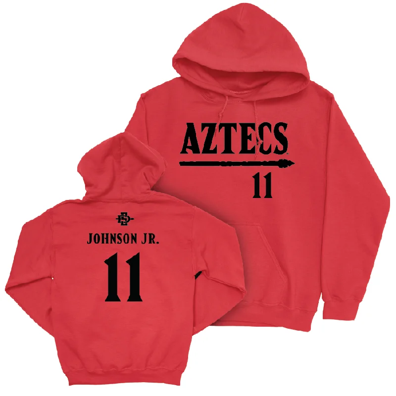 SDSU Men's Basketball Red Staple Hoodie - Demarshay Johnson Jr. #11