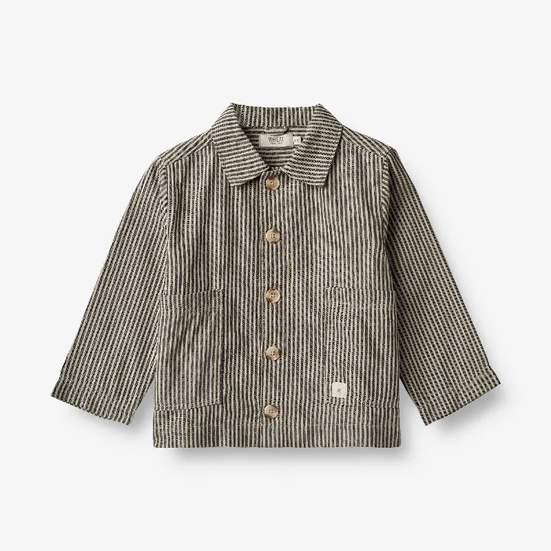 Overshirt Avi - black coal stripe