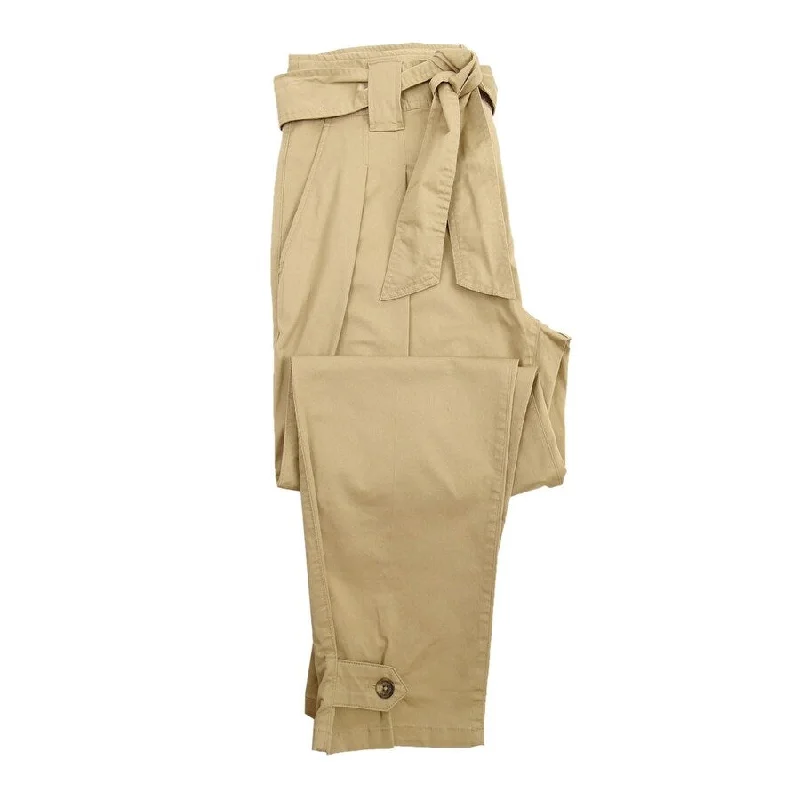 Lauren Ralph Lauren Women's Micro-Sanded Twill Pleated Ank Birch Pants (10, Tan)