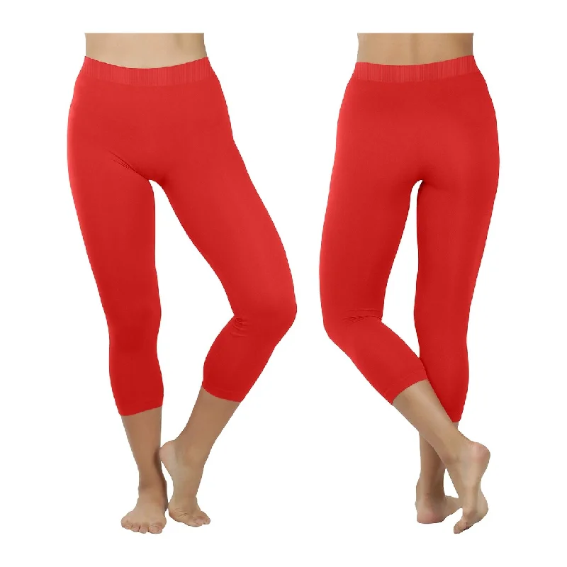 Womens UltraSoft High Waisted Stretch Yoga Capri Leggings 2Pack Plus Size