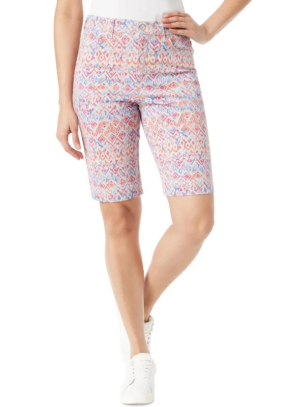 Womens Printed Midi Bermuda Shorts