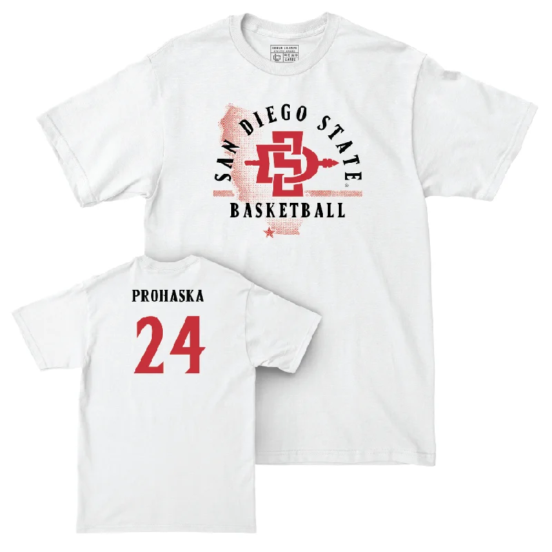 SDSU Women's Basketball White State Comfort Colors Tee - Abby Prohaska #24