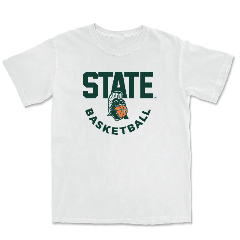 Women's Basketball White Helmet Comfort Colors Tee - Julia Ayrault