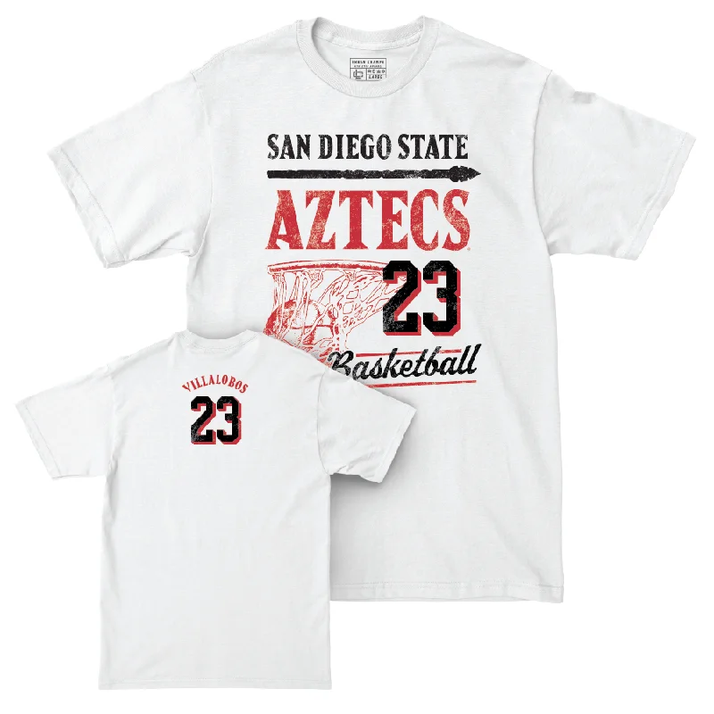 SDSU Women's Basketball White Hardwood Comfort Colors Tee - Kim Villalobos #23