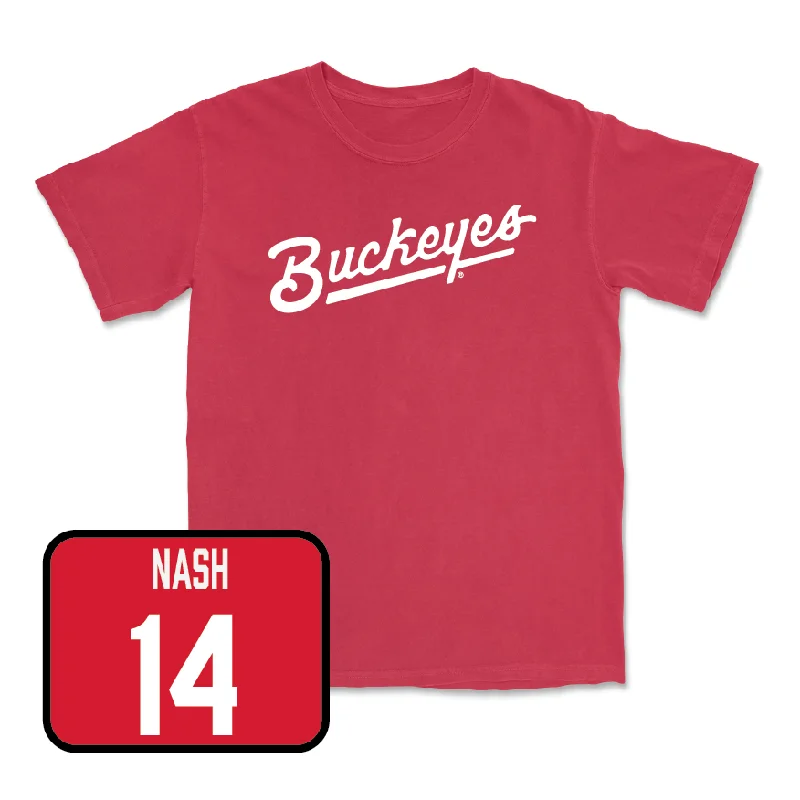 Red Men's Basketball Script Tee  - Braylen Nash