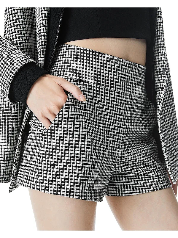 Womens Mini Houndstooth Casual Shorts