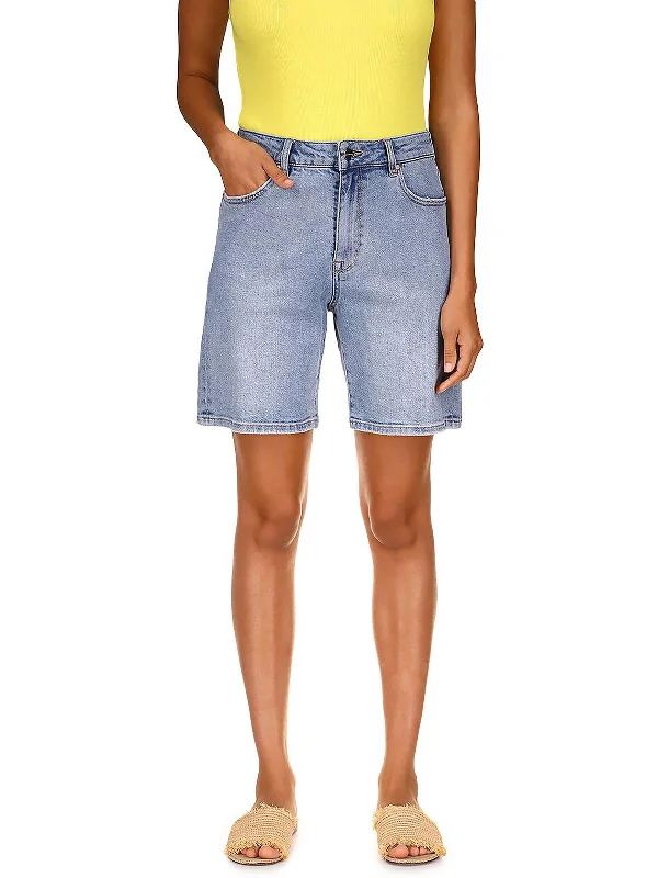 Womens Distressed Bermuda Denim Shorts