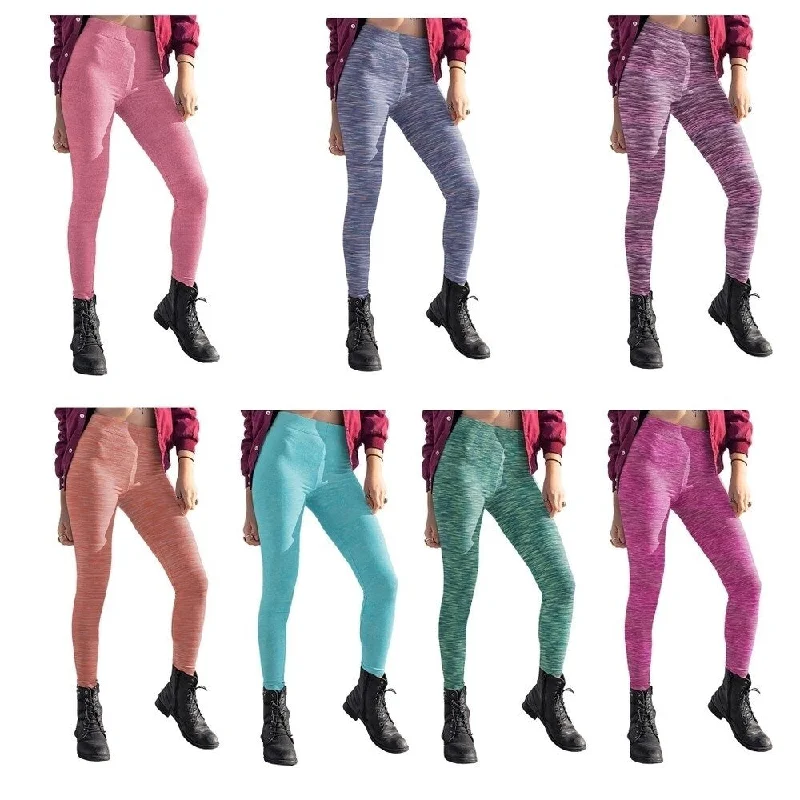 Womens UltraSoft Seamless Space Dye Yoga Leggings MultiPack Activewear