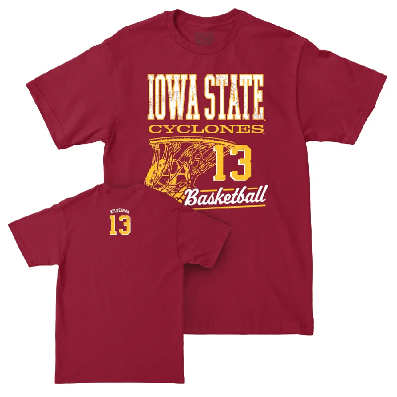 Iowa State Men's Basketball Crimson Hoops Tee - Cade Kelderman