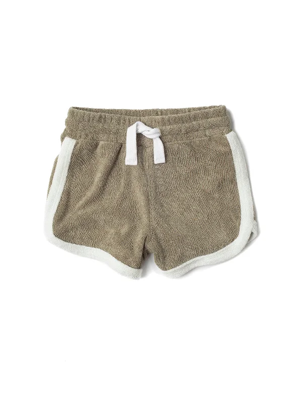 Terry Cloth Track Short - Khaki Green