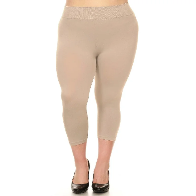 1Pack Women UltraSoft High Waisted Smooth Stretch Active Yoga Capri Leggings (Plus Size Available)