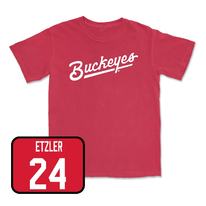 Red Men's Basketball Script Tee - Kalen Etzler