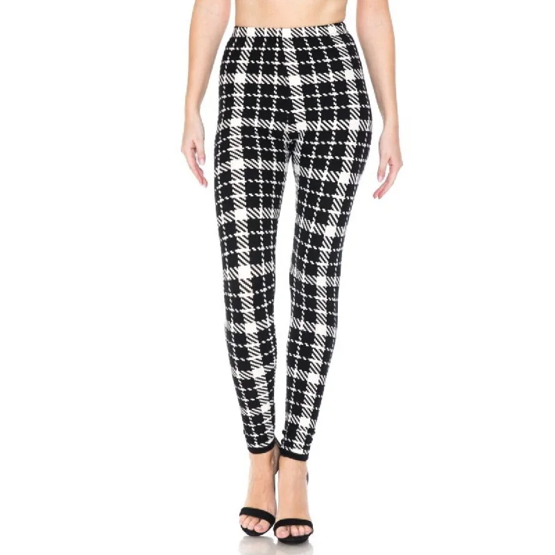 Multi Print High-Waist Leggings with An Elastic Waist-Band