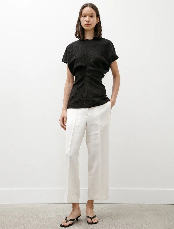 Straight Cropped Trousers Off White